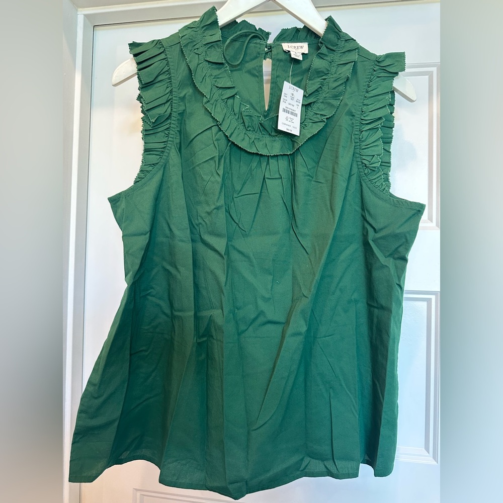 J Crew sleeveless emerald green cotton top NWT size large Excellent condition